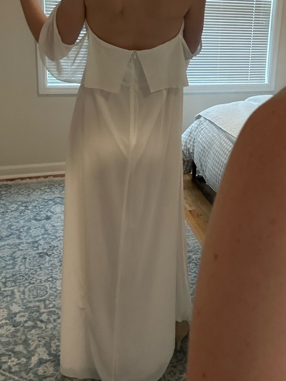 White Strapless Maxi Dress with Slit - Picture 2 of 3
